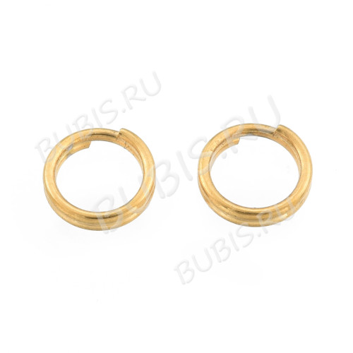 Колечки двойной крутки 5мм золотистые (Хирургическая ювелирная сталь) (20шт)
