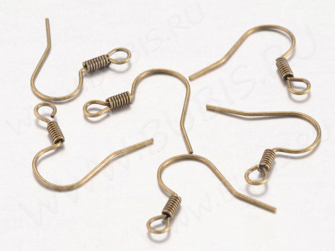 (СКИДКИ!!!) Швензы-крючки №003 без шарика 15*15мм античная бронза, БЕЗ НИКЕЛЯ (Iron) (10 пар)