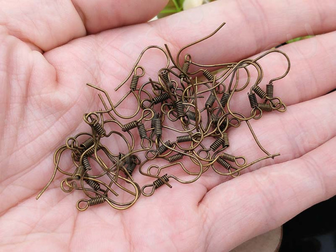 (СКИДКИ!!!) Швензы-крючки №003 без шарика 15*15мм античная бронза, БЕЗ НИКЕЛЯ (Iron) (10 пар)