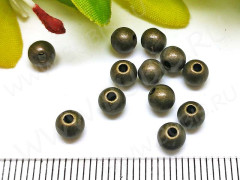 Бусина 107 округлая 4,8*4,3мм античная бронза (литьё) (10шт.)