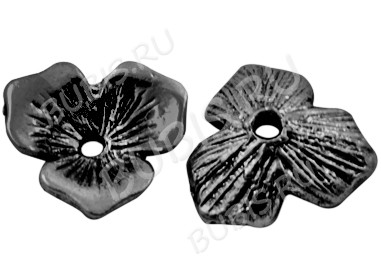 (СКИДКИ!!!) 117 Шапочка Лепестки 11*11*2,5мм чёрный никель (литьё) (10шт)