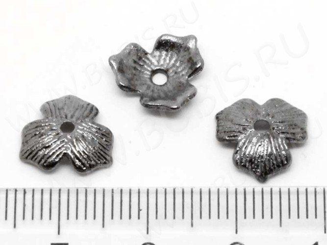 (СКИДКИ!!!) 117 Шапочка Лепестки 11*11*2,5мм чёрный никель (литьё) (10шт)