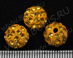 Бусина Шамбала 05 10мм оранжево-золотистая (керамика и стекло)