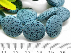 Бусина каменная Круг 16 Лава вулканическая 20*20*7,5мм голубо-бирюзовая (камни)
