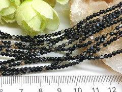 (ОПТ) Бусина округлая 2,5мм Агат черный натуральный (камни) (НИТЬ)