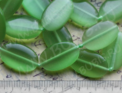 Бусина каменная Овал 23 25*16*5,5мм Кошачий глаз зелёный (камни)