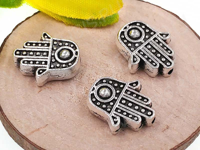 Бусина 141 Ладошка Хамса 12*10,5*4мм античное серебро (литьё)