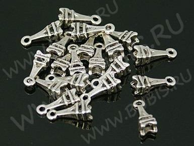 (СКИДКИ!!!) Подвеска Эйфелева башня 04 3D 13*5*4мм античное серебро (литьё) (10шт.)