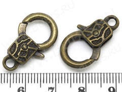 Замочек карабин №030 большой 23*13,5*5мм античная бронза (литьё)