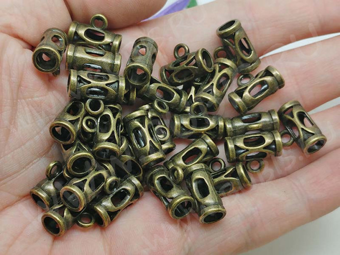 (СКИДКИ!!!) Бусина с петлёй 085 Бейл ажурный 14*11*7мм античная бронза (литьё) (10шт.)