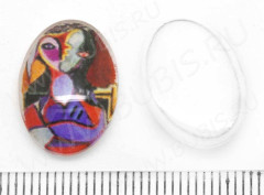 Кабошон стеклянный 12 Овал 18*13*5,8мм рисунок 40 (стекло)