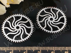 Шестерёнка 13 двусторонняя 24,5*24,5*1мм античное серебро (литьё) (Steampunk)