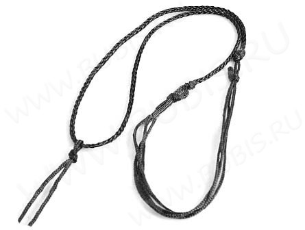 Шнур с замочком 16 нейлоновый круглый черный (40-55см)