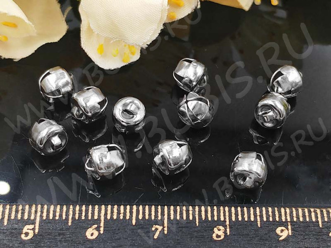 Подвеска Бубенчик 04 3D маленький 6,8*6мм цвет платины (Iron) (10шт)