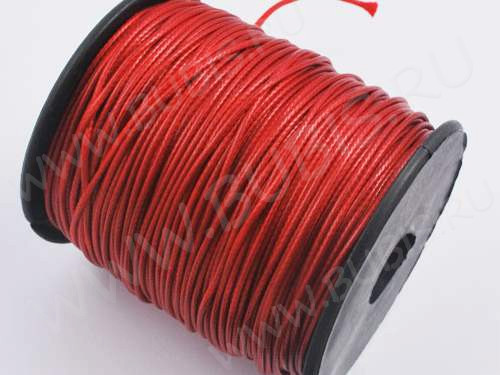 (ОПТ) Вощёный полиэстеровый шнур 02 "корейский" 1мм красный (75м)