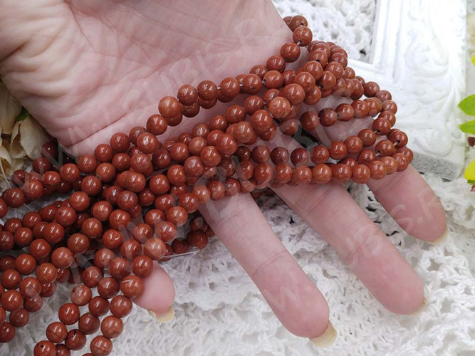 (ОПТ) Бусина округлая 6мм Яшма красная натуральная (камни) (НИТЬ)