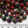 Купить (ОПТ) Бусина округлая Мозаика 09 8мм Халцедон с пиритом мультиколор (камни) (НИТЬ) с доставкой по России