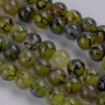 Купить (ОПТ) Бусина округлая 8мм Агат "Вены Дракона" оливковый полупрозрачный (камни)(НИТЬ) с доставкой по России