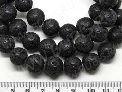 Бусина округлая 12мм Лава вулканическая чёрная (камни)