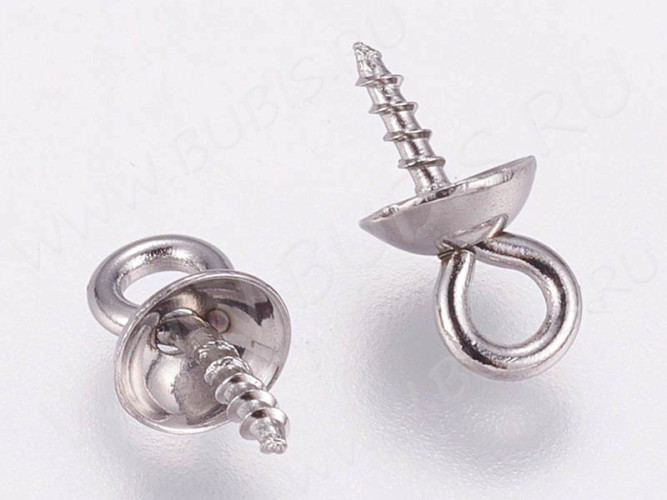 Держатель кулона 094 Штифт винтовой со шляпкой 10*5*1,3мм цвет платины (Хирургическая Сталь)