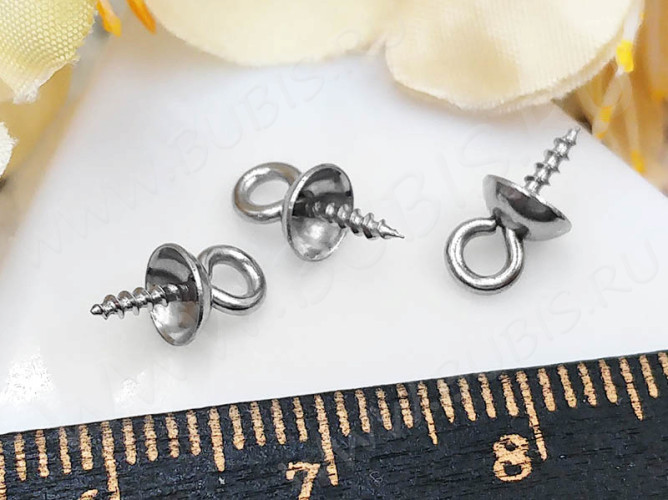 Держатель кулона 094 Штифт винтовой со шляпкой 10*5*1,3мм цвет платины (Хирургическая Сталь)