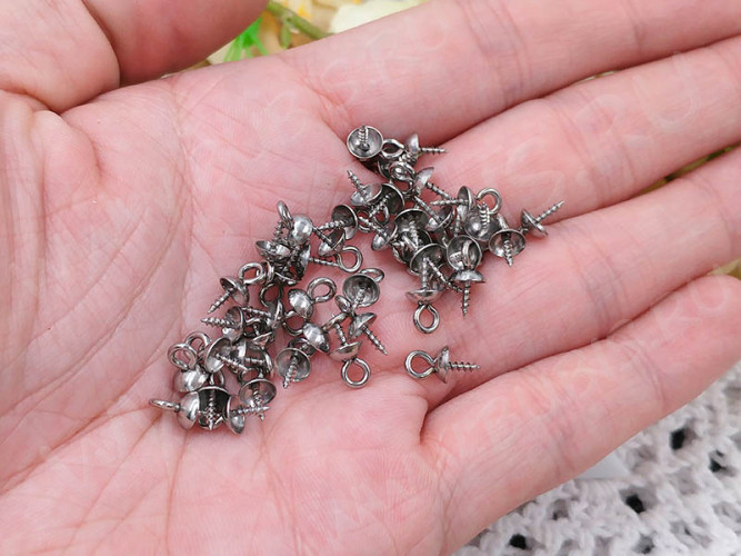 Держатель кулона 094 Штифт винтовой со шляпкой 10*5*1,3мм цвет платины (Хирургическая Сталь)