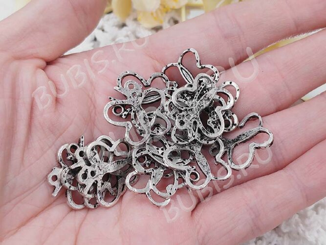 Подвеска Бабочка 21 19*19*1,5мм античное серебро (литьё)