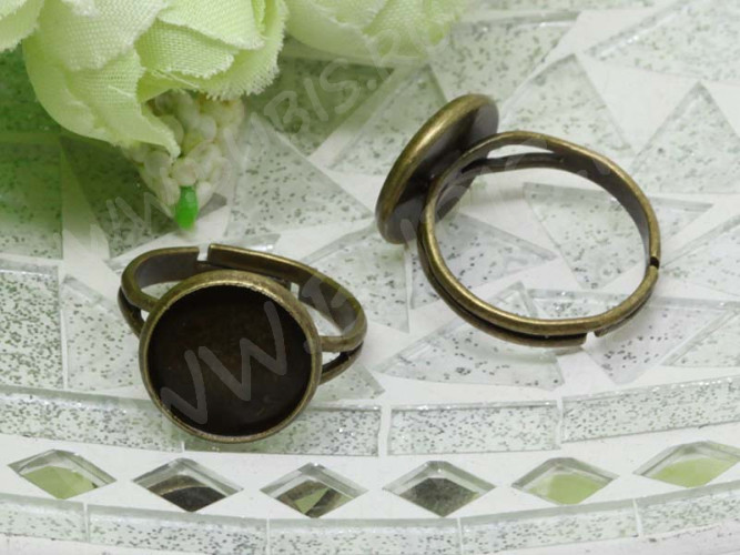 Основа (заготовка) для кольца 103 17мм с сеттингом 12мм античная бронза (Brass)