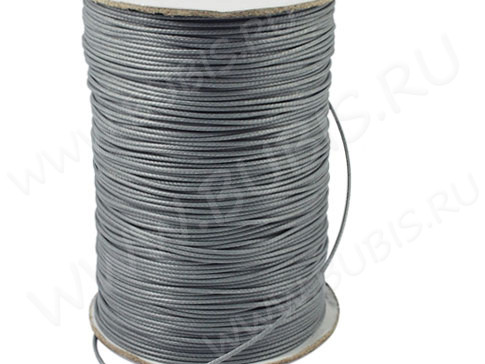 Вощёный полиэстеровый шнур "корейский" 0,8мм серый (1м)