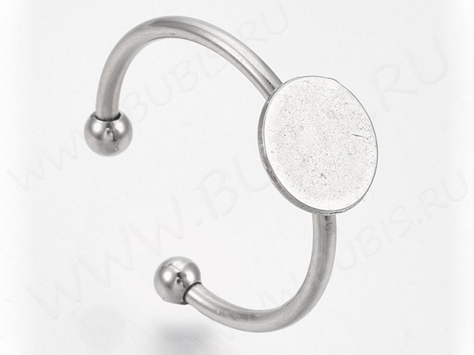 Основа (заготовка) для кольца 166 17мм с платформой 8мм цвет платины (Хирургическая сталь)