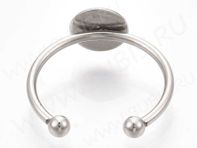 Основа (заготовка) для кольца 166 17мм с платформой 8мм цвет платины (Хирургическая сталь)