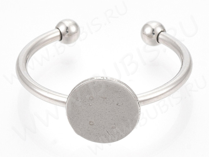 Основа (заготовка) для кольца 166 17мм с платформой 8мм цвет платины (Хирургическая сталь)