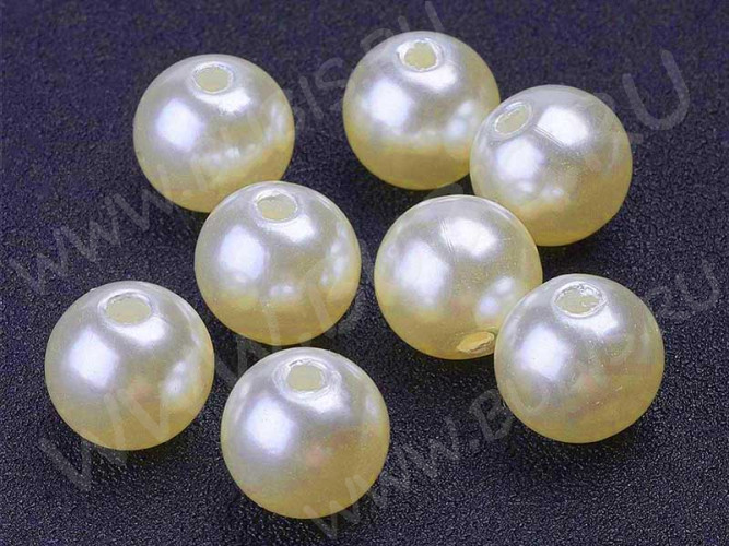 Бусина Округлая 33 "Жемчуг" 12мм айвори (кремовый белый) (акрил)(пластик)(10шт)