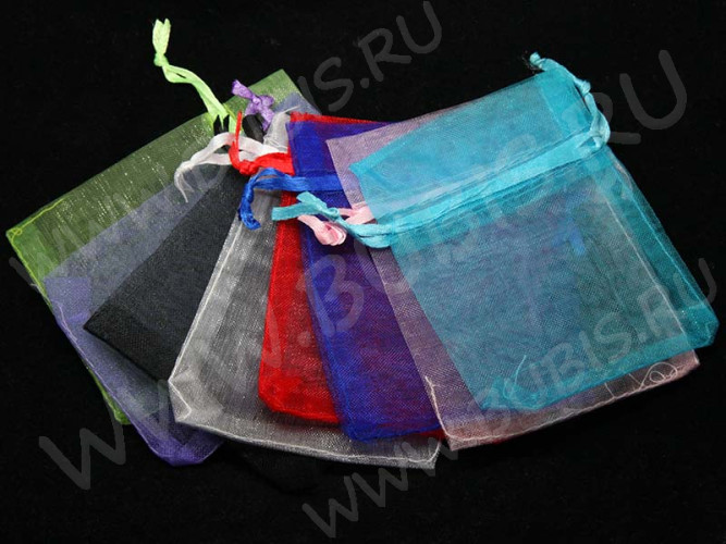 (СКИДКИ!!!) Мешочек органза 10 90*70мм МИКС без рисунка (упаковка для украшений) (10шт.)