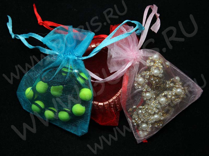 (СКИДКИ!!!) Мешочек органза 10 90*70мм МИКС без рисунка (упаковка для украшений) (10шт.)