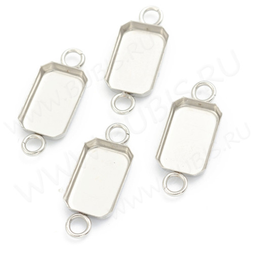 370 Коннектор-сеттинг Прямоугольник (сеттинг 10*6мм) 17*7*2мм цвет платины (Хирургическая Сталь)