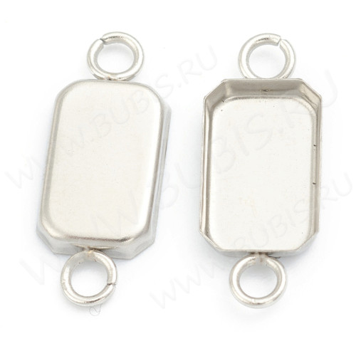 370 Коннектор-сеттинг Прямоугольник (сеттинг 10*6мм) 17*7*2мм цвет платины (Хирургическая Сталь)