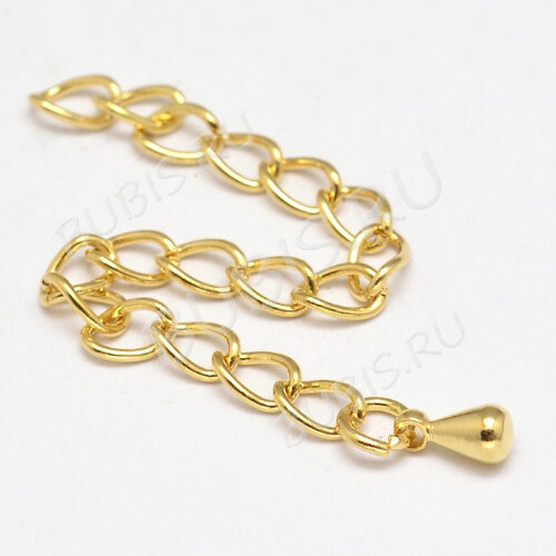 Цепочка удлинительная 04 неразъемная паяная c капелькой 3,5*5*65мм золотистая (Brass)