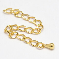 Цепочка удлинительная 04 неразъемная паяная c капелькой 3,5*5*65мм золотистая (Brass)