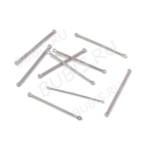 377 Коннектор палочка прямая гладкая 30*2,5*1,5мм цвет платины (Хирургическая сталь)