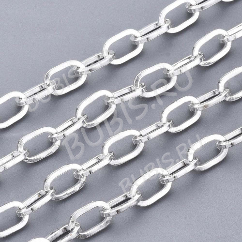 Цепочка S17-S  Ювелирная сталь 6,7*3,8мм серебристая (Хирургическая сталь) (50см) 
