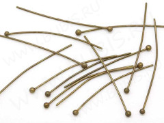 Штифт с ШАРИКОМ 35*0,6мм античная бронза (Brass) (10шт.)