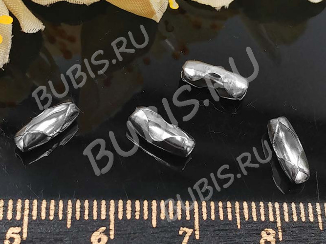 Замочек Фиксатор для шариковой цепочки 10 стальной (для цепочки 2,4-3,2мм) 10,5*4мм цвет платины (Хирургическая сталь)(20шт)