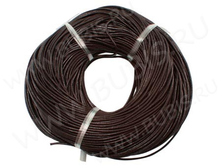 Шнур кожаный 11 воловья кожа круглый 3мм т.коричневый (1м)
