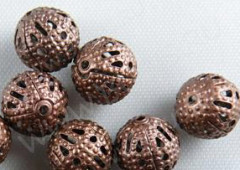 Бусина ажурная 01 "Шарик" 12мм античная медь (Iron) (10шт)