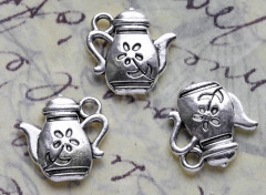 Подвеска Чайник 11 двусторонняя 13*13*3мм античное серебро (литьё)