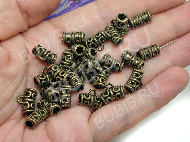 Бусина с петлёй 061 Бейл ажурный 11*9,5*5,5мм античная бронза (литьё)