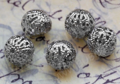 Бусина ажурная 01 &quot;Шарик&quot; 12мм цвет платины (Iron) (10шт)