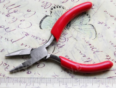 Тонкогубцы (утконосы короткие) 02 МИНИ 80мм чёрный никель+красный (Китай) (инструменты для бижутерии)