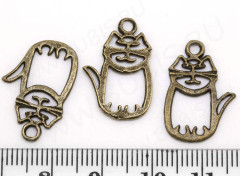 Подвеска Кошка 35 плоская 21,4*14*1,1мм античная бронза (литьё)